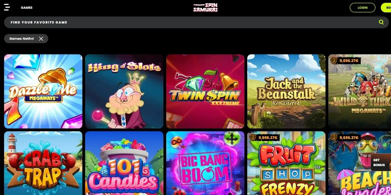 Spin Samurai NetEnt game results with Dazzle Me, King of Slots and Twin Spin