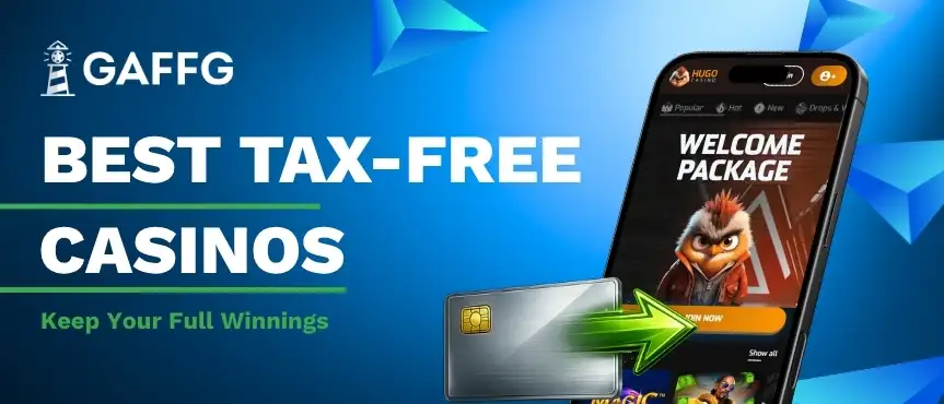 GAFFG banner for Best Tax-Free Casinos featuring a smartphone and a credit card icon.
