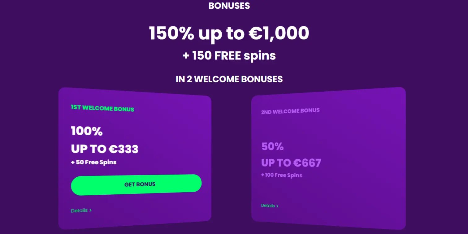 Casino Rocket promotions page displaying the welcome offers.