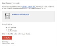 google+ custom url notification